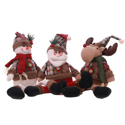 

Xmas Hang Show Window Photograph Holiday Gift Small Santa Snowman Reindeer Tumbler Toy Long Leg Sitting Christmas Tree Doll