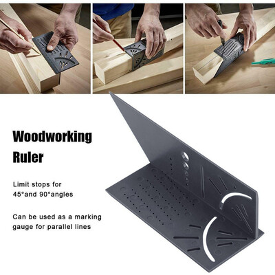 

〖Follure〗Woodworking 3D Mitre Angle Measuring Square Size Measure Tool With Gauge & Ruler