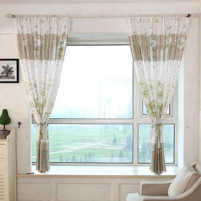

Home Office Window Curtain Bamboo Print Decorative Curtain Divider Tulle Voile Drape Panel Sheer Valances Curtains For bedroom
