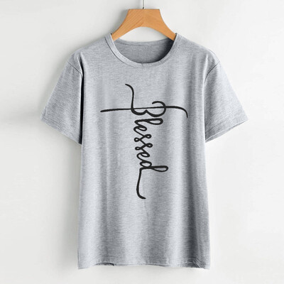 

Nomeni Fashion Womens Girls Plus Size Print Tees Shirt Short Sleeve Cotton Blouse Tops