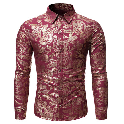 

Tailored Mens New Style Fashion stamped Long Sleeve Shirt Printed Long-Sleeved Blouse
