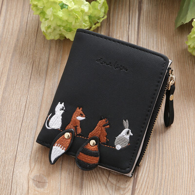 

Womens Wallet Lovely Cartoon Animals Mini Wallet Leather Female Coin Purse Card Holder Hasp Zipper Money Bags