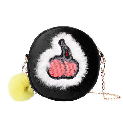 

Cute Velvet Chain Shoulder Cherry Round Messenger Bags Women Crossbody Bag