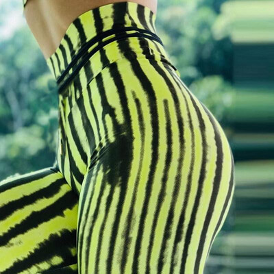 

Cross-border Ebay explosion models Wish Europe&Europe green watermelon line printing fitness high waist bottoming sports yoga