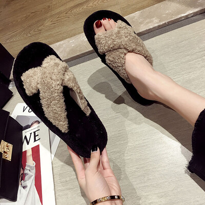 

Cool slippers women wear autumn Korean version of the network popular fashion open - toed thick - bottom cross - a word to drag ca