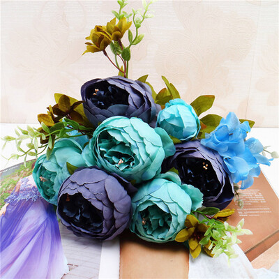 

〖Follure〗2 Bouquet Vintage Artificial Peony Silk Flowers Bouquet for Decoration