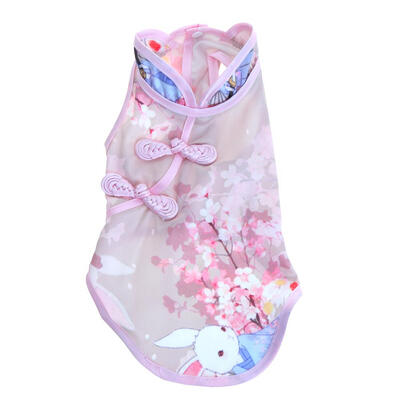 

Chinese Style Pet Clothes Puppy Skirt Cheongsam Cotton Dress for Teddy Dogs