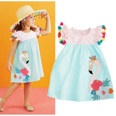 

Hot Toddler Kids Girls Flamingo Summer Casual Party Dress Sundres Clothes 1-6T