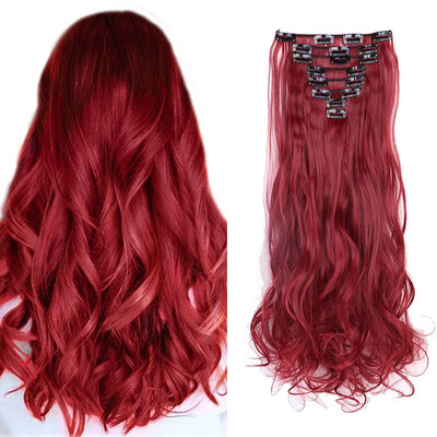 

8 PcsSet Fashion Long Curly Wavy Straight Clip In Hair Extension Sexy Heat Resistant Party Hair Natural Synthetic Hair For Women