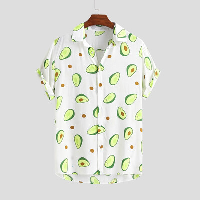 

Toponeto Mens Funny Printed Turn Down Collar Short Sleeve Casual Shirts