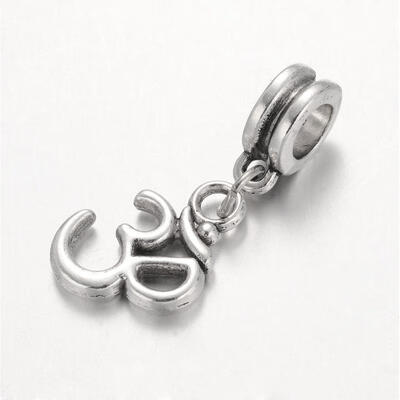 

Tibetan Style Alloy Large Hole European Dangle Beads Yoga Theme Ohm Pendants Antique Silver 27mm Hole 5mm