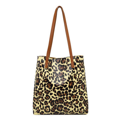 

Women Totes Leather Handbag Leopard Shopping Bag Large Casual Shoulder Bags