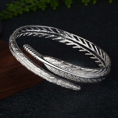 

Vintage Angel Feather Bracelet Opening Retro Angel Feather Bracelet Opening Adjustable Bracelet