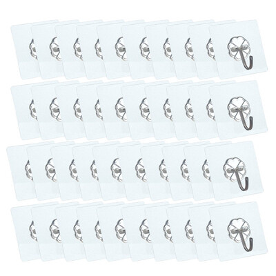 

〖Follure〗Hooks Self Adhesive Reusable Transparent Adhesive Towel Hooks Bathroom 40PC