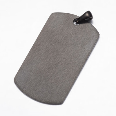 

304 Stainless Steel Pendants Blank Stamping Tag Rectangle Gunmetal 43x24x1mm Hole 3x6mm