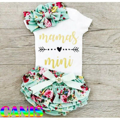 

Summer Toddler Baby Girl Tops Romper Floral Tutu Shorts 3Pcs Outfits Set Clothes
