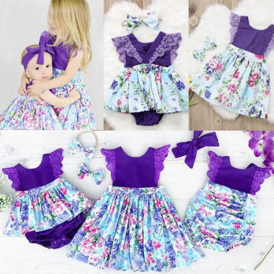 

Newborn Baby Girl Sister Matching Floral Clothes Jumpsuit Romper Dress Outfits P