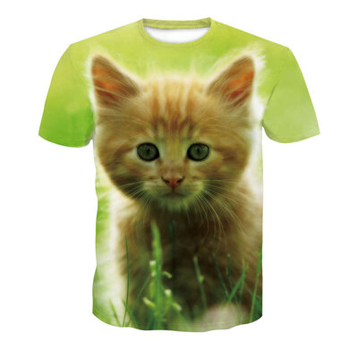 

Men\s Summer Short Sleeve 3D Digital Print Cat T-Shirt
