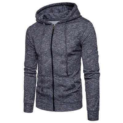 

Pouch Pocket Cotton Blends Zip Up Hoodie