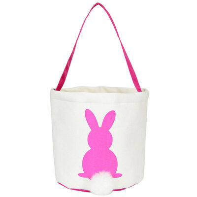 

Happy Easter Canvas Bunny Bag Kids Gift Basket Party Rabbit Egg Pouch Decoration