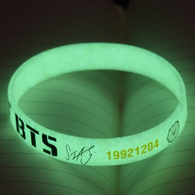 

KPOP BTS Bangtan Boys Luminous Silicone Bracelet Cartoon Image Print Bracelet Unisex Hot Gift for Fans