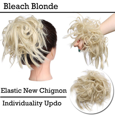 

Updo Messy Bun Hair Piece Scrunchies Synthetic Wavy Bun Extensions Band Elastic Scrunchie Chignon Ponytail Hairpiece for Women