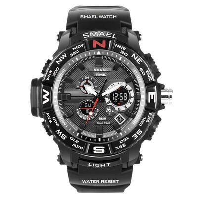 

Men Sport Watches SMAEL Brand Dual Display Watch Men LED Digital Analog Electronic Quartz Watches 30M Waterproof Male Cl