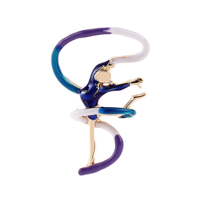 

Enamel Sports Gymnastics Brooch Whirling Girls Ribbon Brooches Women Decoration Backpack Pin Dancer Badge Garment