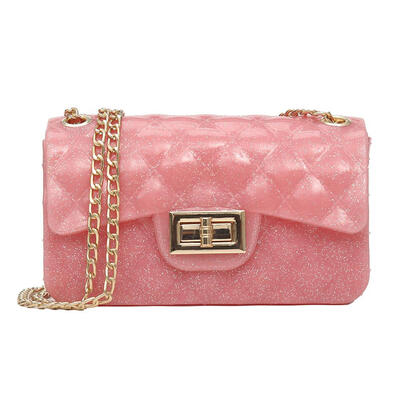 

Candy Color Jelly Shoulder Handbags Women Chain PVC Lattice Crossbody Bags