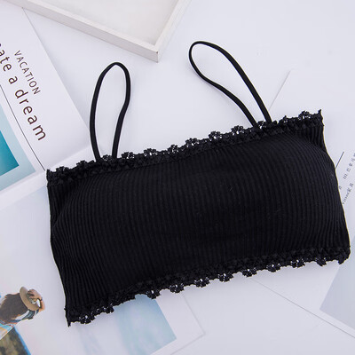 

Rear Three-Breasted Sling Thread Tube Top Solid Color Thin Shoulder Strap Padded Tube Top