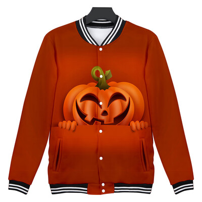 

Toponeto Mens Casual Scary Halloween Lover 3D Print Party Long Sleeve Coat Top Blouse