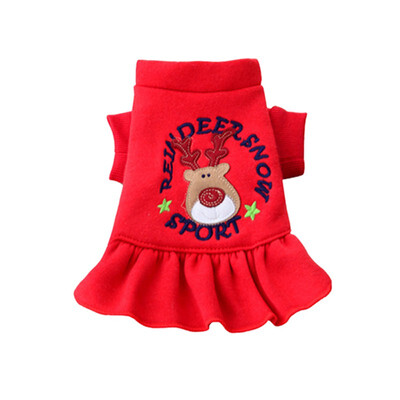 

Pet Red Christmas Elk Dress for Dogs Puppy Cotton Skirt Perfect Ornament for Christmas Funny Costume For Girl Party