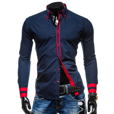 

Fashion Mens Luxury Casual Stylish Slim Fit Long Sleeve Casual Dress Shirts blusa plus size