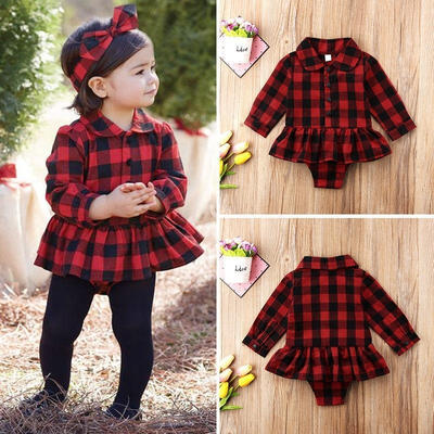 

Toddler Infant Baby Girl Plaid Cotton Romper Bodysuit Jumpsuit Dress Tops Outfit