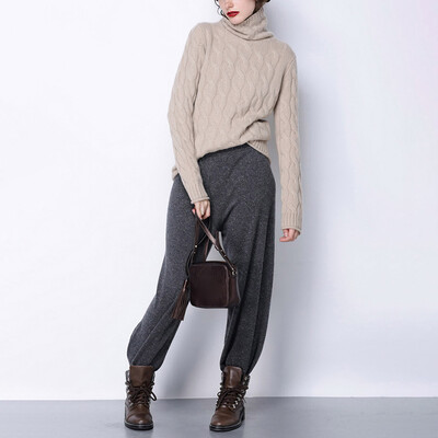 

Winter Women Chunky Knitted Turtleneck Sweater Baggy Jumper Knitwear Pullover