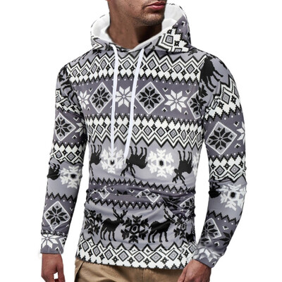 

Gobestart Mens Casual Christmas Printed Long Sleeve Pullover Sweatshirt Hoodie Coat Top