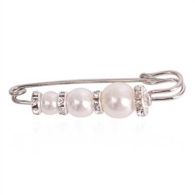 

Pearl Pin Dress Rhinestone Decor Scarf Buckle Clip Jewelry Brooches Men Women