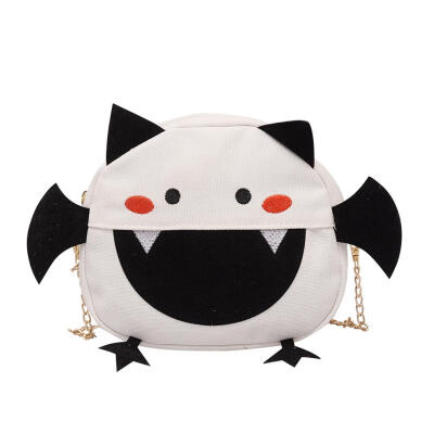 

Cute Smile Bat Shaped Shoulder Handbags Women Chain Canvas Crossbody Bags