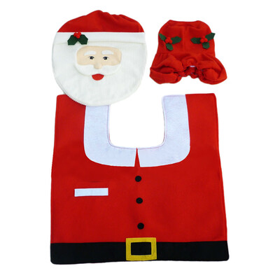 

Tailored 3PCS Fancy Santa Toilet Seat Cover&Rug Bathroom Set Christmas Decor