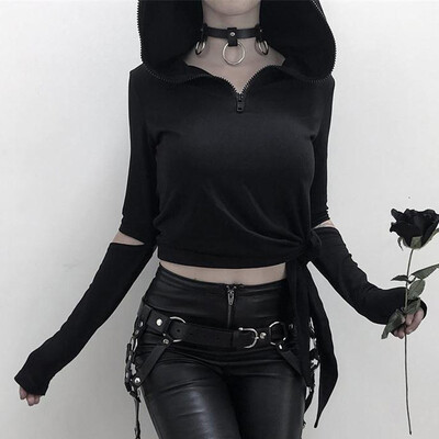 

Starmoon Women Gothic Punk Black Retro Long Sleeve Sweatshirt Hoodie Causal Tops Blouse