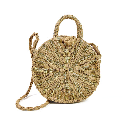 

Summer Beach Round Women Straw Crossbody Bag Fashion Brand Female Handbag Designer Shoulder Bag Small Tote Bag for Ladies