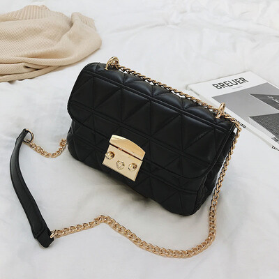 

Hong Kong wind texture net red diamond chain bag women 2019 new early spring chic girl Joker shoulder Messenger bag