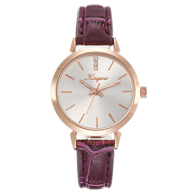 

RM Fashion Simple Without Digital Scale Rose Gold Shell Belt Quartz Female Watch