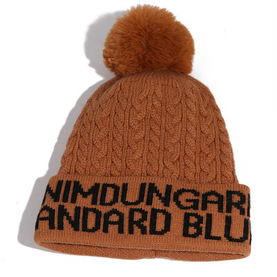 

Hat Lady Autumn Winter Korean Edition Chao Wool Cap Ins Hundred Sets of Warm Knitted Cap Net Red Fashion Hair Ball Headgear