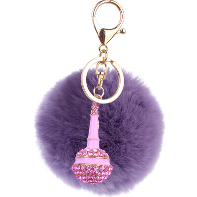 

Plush Rex Rabbit Hair Ball Alloy Keychain Bag Car Mobile Phone Accessories