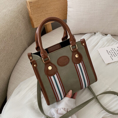 

2019 New Contrast Stripe Tote Womens Bag Handbag Simple High Capacity Commuter Single Shoulder Leaning Bag