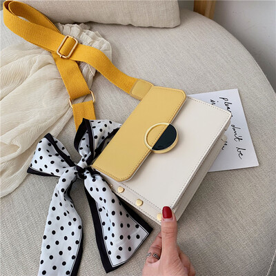 

Summer color matching broadband bag handbags new 2019 Korean version of the tide wild shoulder slung fashion scarf small square bag