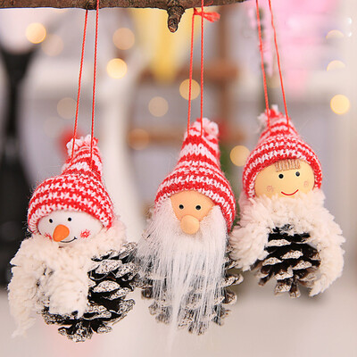 

〖Follure〗Christmas Creative Old Man Doll Small Hanging White Pine Cone Doll Hanging 3 Pie