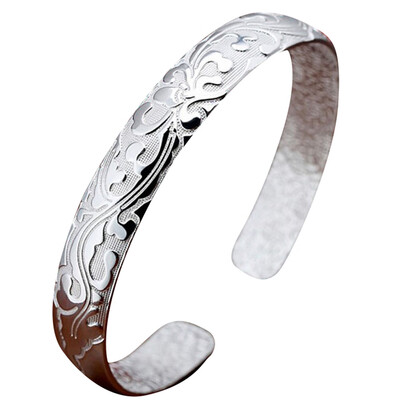 

Creative Shiny Silver Love is Like A Flower Opening Bracelet Unisex Pair Hand Bracelet Fashion Jewellery