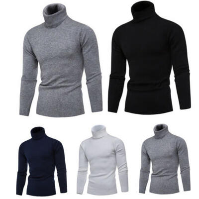 

Mens Slim Fit Winter Fashion Neck Turtleneck Sweater Stretch Jumper Shirt